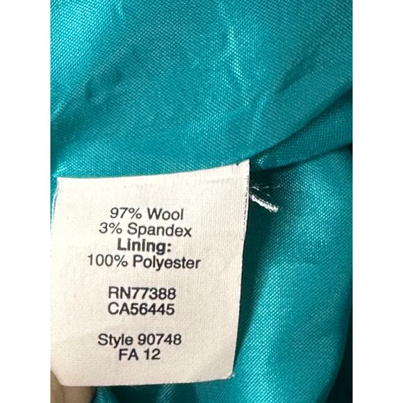 J. Crew Wool Blend Shift Knee Length Dress Teal Green Pockets Office Workwear 00 - Picture 6 of 11